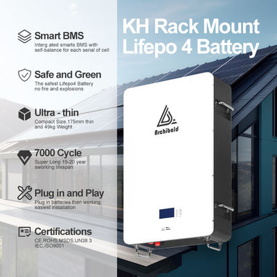 Bateria híbrida Powerwall Lifepo4 Home Bateria 48V 200ah 10Kwh 51.2v 300ah Baterias de íons de lítio com WIFI