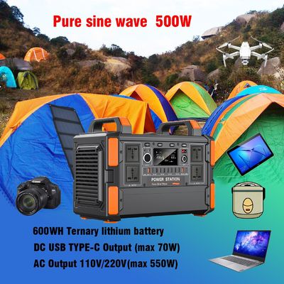 500W/1KW Baterias de lítio Gerador de sistema de energia solar portátil para TV e luzes domésticas