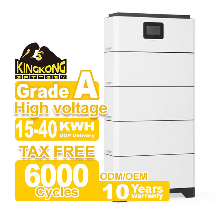 Conexão de rede híbrida inversor amplamente combinado LFP modular empilhado bateria de alta voltagem Sistema de armazenamento de energia doméstica 15-40