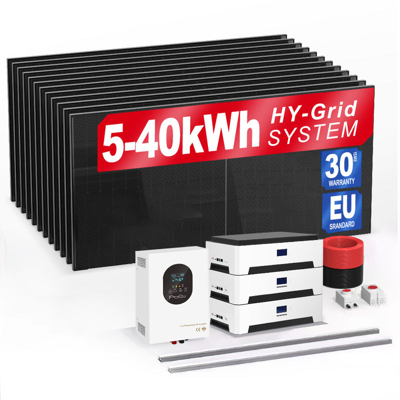 6Kw 10Kw 20Kw 30Kwh Solar Off Grid Bateria solar Armazenamento de energia Sistemas de energia para casa Ac aquecedor solar luzes TV Bateria Pack