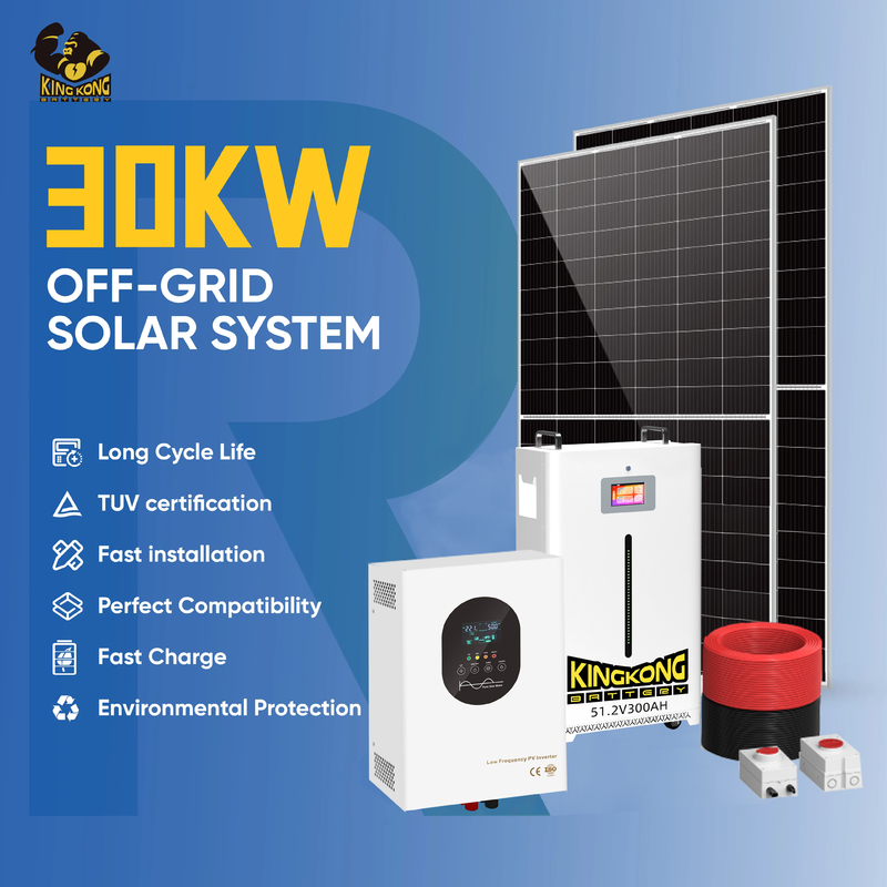3Kw 10Kw 20Kw 30Kw Off Grid Sistema de geração de energia solar, sistema solar híbrido Células solares podem ser entregues rapidamente