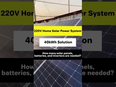 Instalação solar de 40kWh: 18 painéis (550W cada), produção diária ~ 39,6kWh. Alimenta as casas com energia limpa