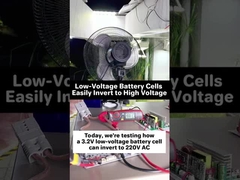 3.2V→220V teste: inversor MPPT lida com a corrente de arranque de alta do ventilador. AC estável a partir de uma bateria pequena
