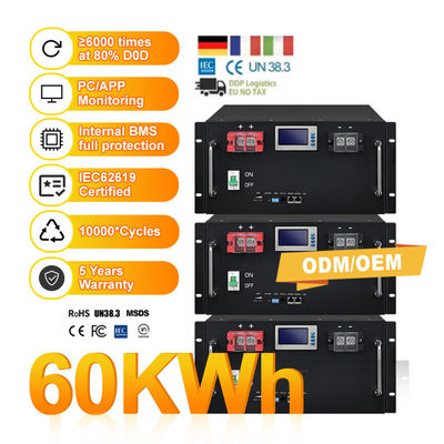 Porta de comunicação CAN 51.2V 100Ah 150Ah 280Ah LiFePO4 Bateria para sistema de energia solar