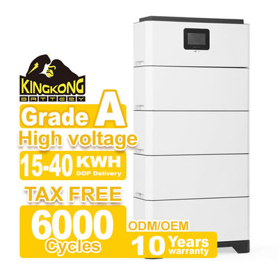 Conexão de rede híbrida inversor amplamente combinado LFP modular empilhado bateria de alta voltagem Sistema de armazenamento de energia doméstica 15-40