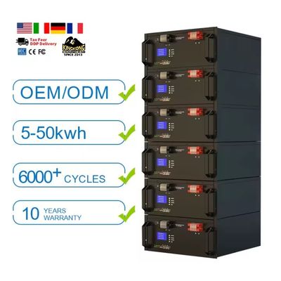 Vida útil 6000 vezes 51.2V 300ah 100Ah Lifepo4 baterias de íons de lítio para energia solar